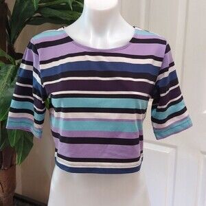 Danskin Women's Striped Performance Crop Top Size XL